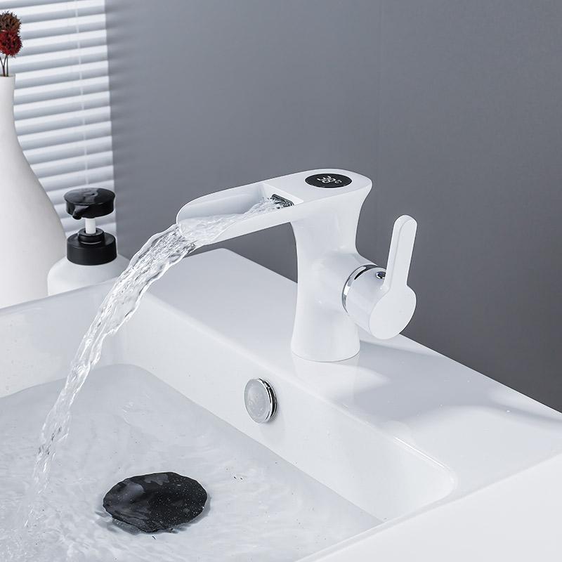 Intelligent Digital Display Hot and Cold Faucet Bathroom Vanity Washbasin Washbasin Hot and Cold Faucet