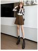 Women's High-Waisted Corduroy Wool Pleated A-line Skirt with Anti-Exposure Shorts - 2025 Autumn/Winter Collection
