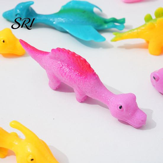 Dinosaur Toy Kit 5Pcs Sling Shot Finger Sticky Dino Launching Anxiety Relief Stress Stretchy Flying Tricky Props Party Favors