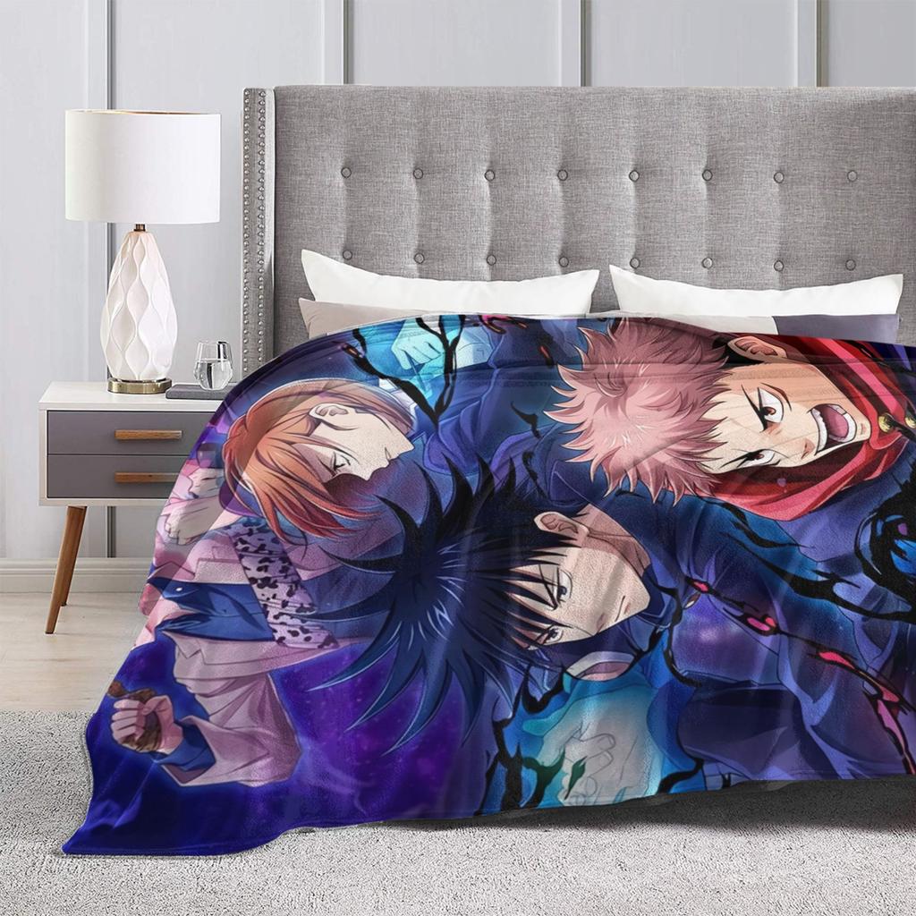 Team Jujutsu Kaisen Flannel Blankets Anime Japan Manga Gojo Megumi Yuuji Novelty Throw Blanket for Home 200x150cm Rug Piece,