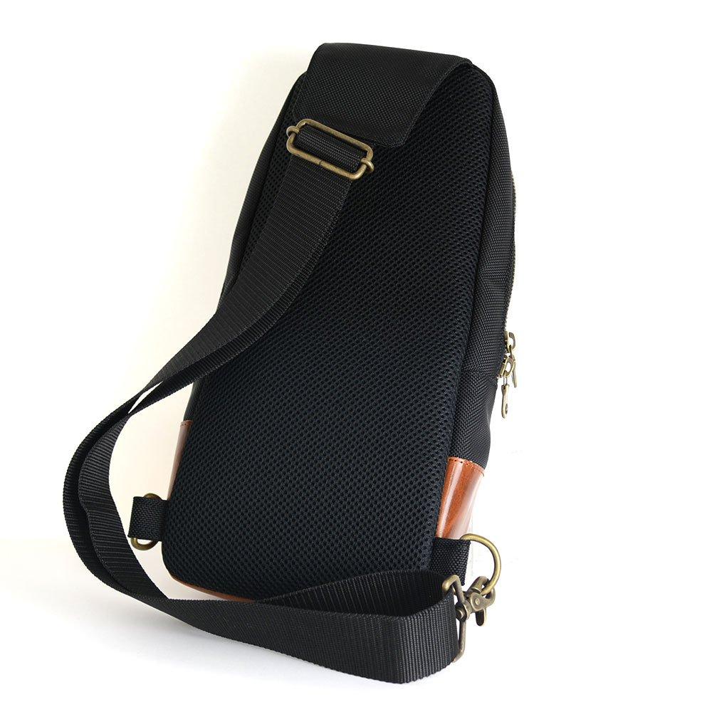 Pánské tělové pouzdro vyrobené v Tokiu z pravé kůže, kombinace různých materiálů s robustní Cordurou, světle hnědé [Endmark]