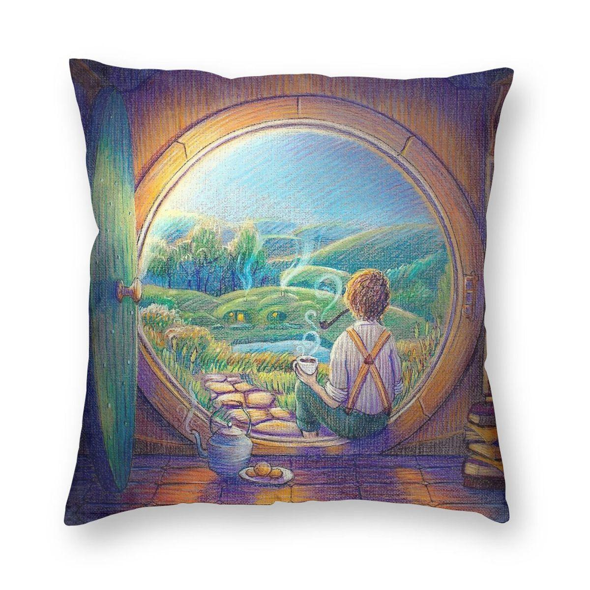

Tolkien Tea Time Square Pillowcase Polyester Linen Velvet Pattern Zip Decor Room Cushion Cover 30x30cm