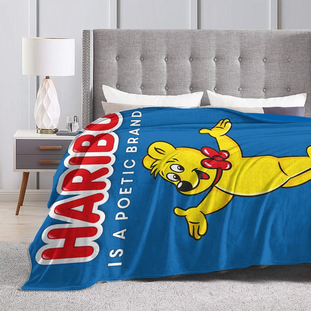 Haribo Bear Candy Flannel Blanket Winter Soft Durable Throw Blanket for Students Couch Bed Novelty Bedspread Sofa Bed Cover