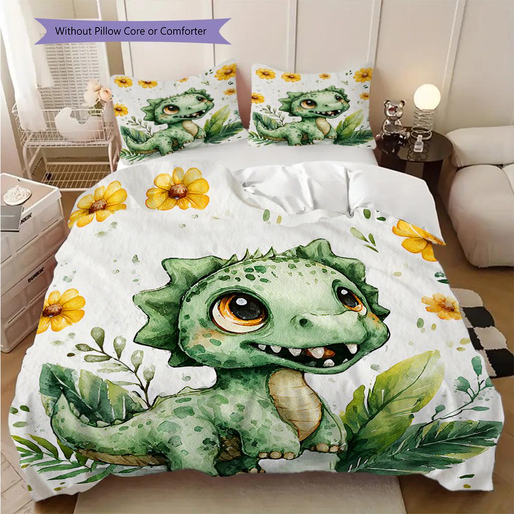 Dinosauriemönster Sängkläder Täcke Set Örngott Kuddfodral Heminredning Födelsedagspresent (1 * påslakan + 2 * örngott, utan kärna)