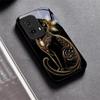 Luxury Jeweled Cat Black Glass Phone Case For Motorola Moto G14 G22 G24Power G24 G34 G35 G45 G54 55 G75 G84 85 Hard Black Cover