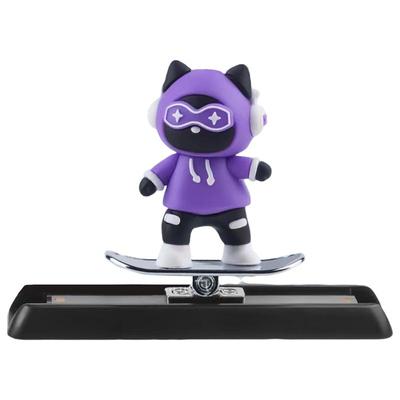 Cute Cat Car Decorations Cartoon Cat Skateboard Ornaments Colorful Metal Car Decor Cute Auto Ornament For Travel Daily Life