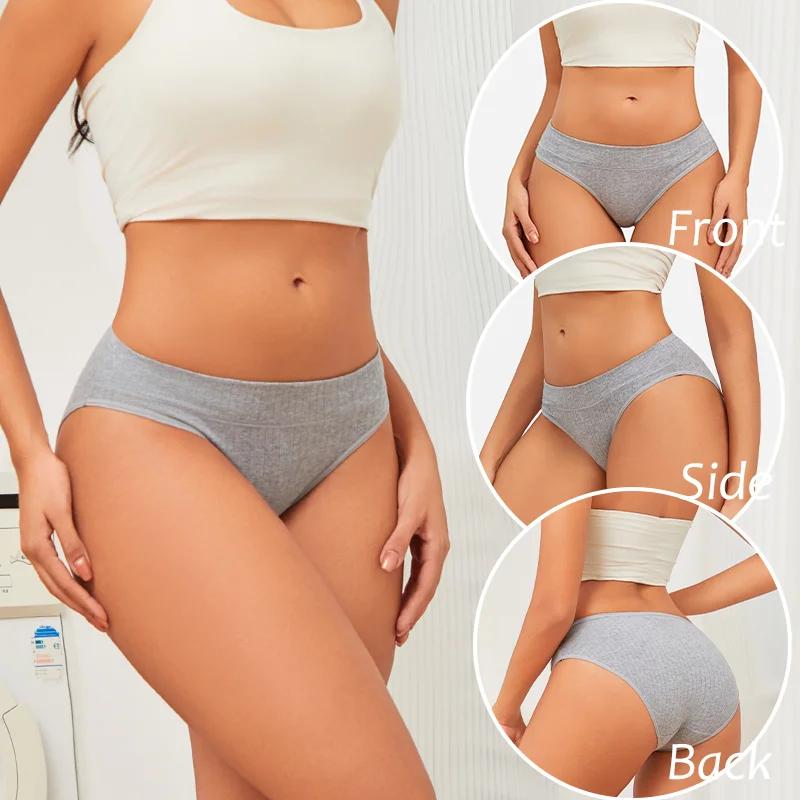 Damen Nahtloser Baumwollslip Damen Übergröße Slips Einfarbige Atmungsaktive Unterwäsche Damen Niedrige Taille Weiche Dessous S-XXL