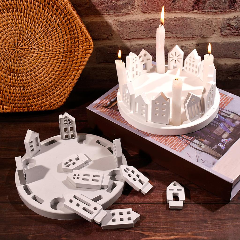 Silikonform für Kerzenständer aus Gips, Kerzensockelform, aushöhlen Haus Kerzenhalterform, Ornamente, Wohndekoration