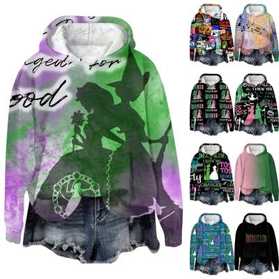 Women's Fashion Bad Witch Print Hooded Pullover Sweatshirt