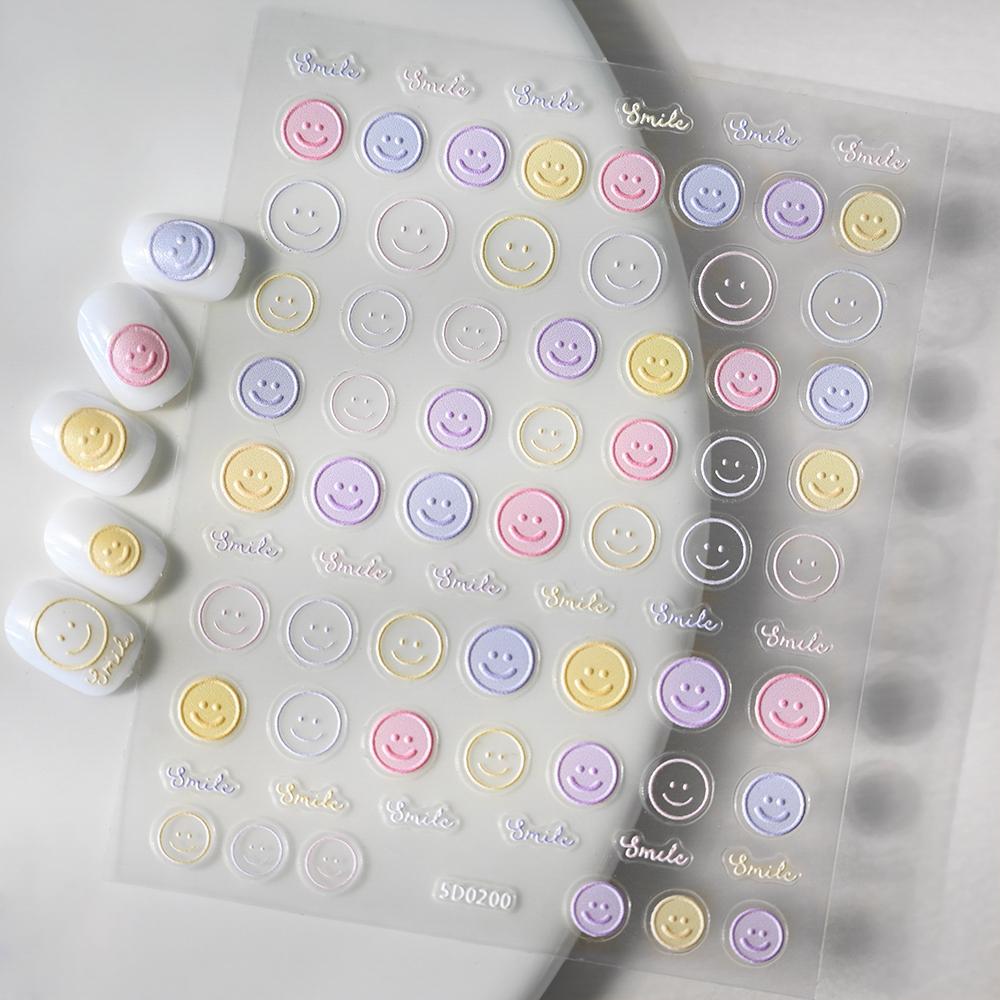 

1PCS 5D Kawaii Embossed Exquisite Smiling Face Nail Stickers Japanese Jelly Macaron Nail Art Self-Adhesive DIY Nail Decorations NL5D-0200