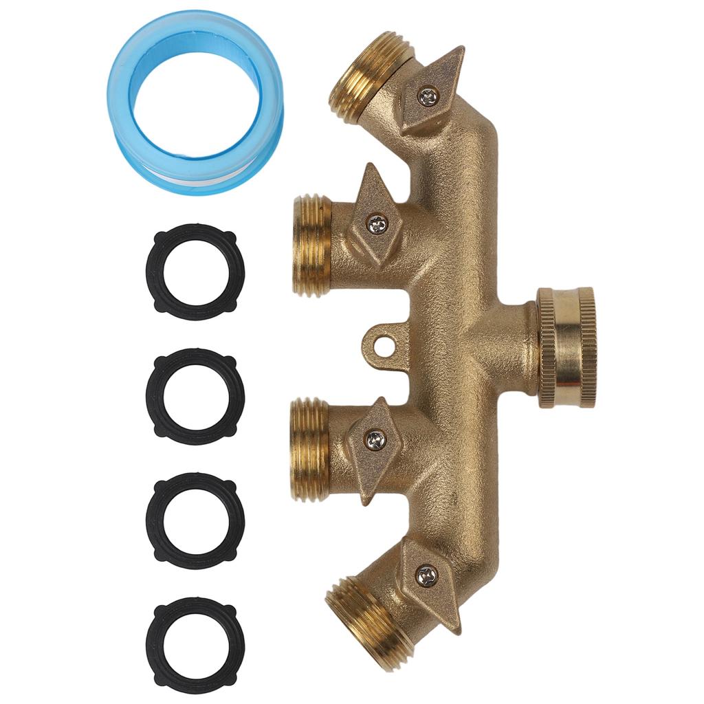 Heavy Duty Construction Way Garden Hose Splitter Leak Proof Design Shut Off Valves Manual Measurement Deviation
