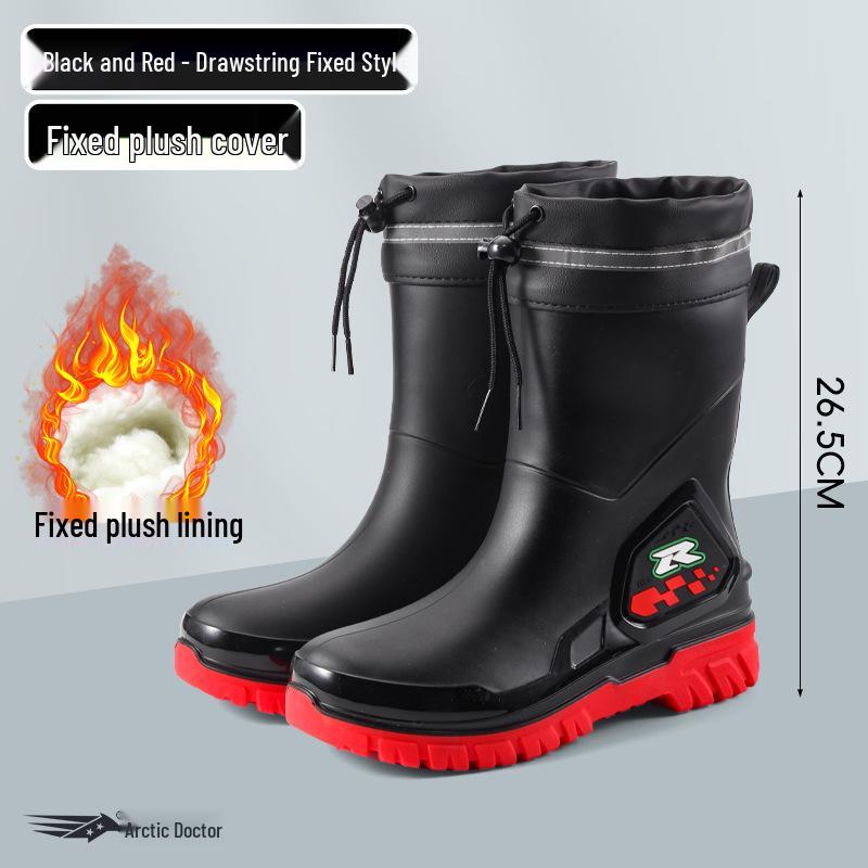 Men's Warm Non-Slip Durable Rain Boots for Food Delivery, Fishing, and Gardening