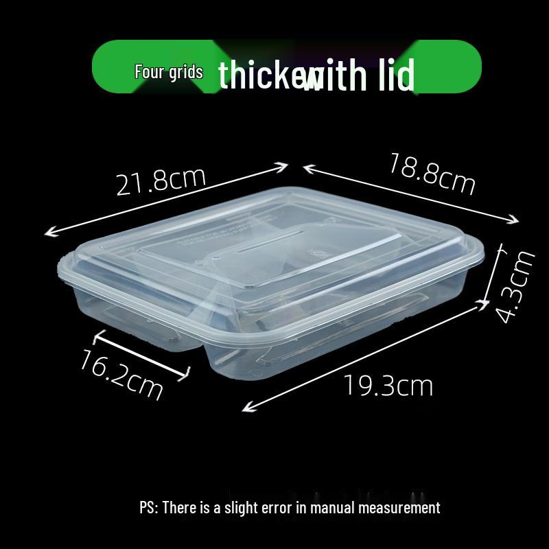 Premium Transparent 4-Compartment Plastic Meal Prep Containers