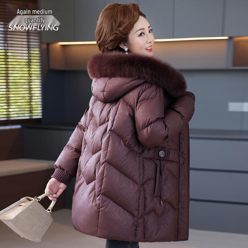 Xuezhongfei Women's Mid-Length Winter Down Jacket with Fox Fur Hood