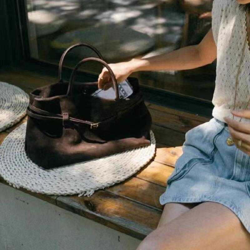 2024 Autumn/Winter Frosted Suede Belt Buckle Tote - Lazy Style Commuter Women's Bag