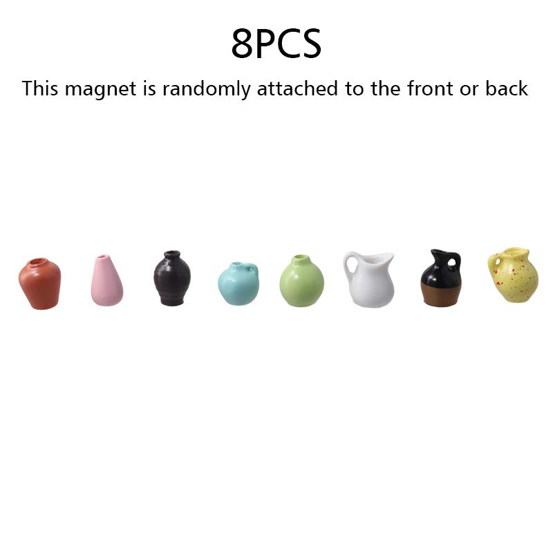 1 set Aimants de réfrigérateur Autocollant Fournitures ménagères Résine Autocollant de réfrigérateur Mini Vase Magnétique 3D 3/5/8/12 pièces