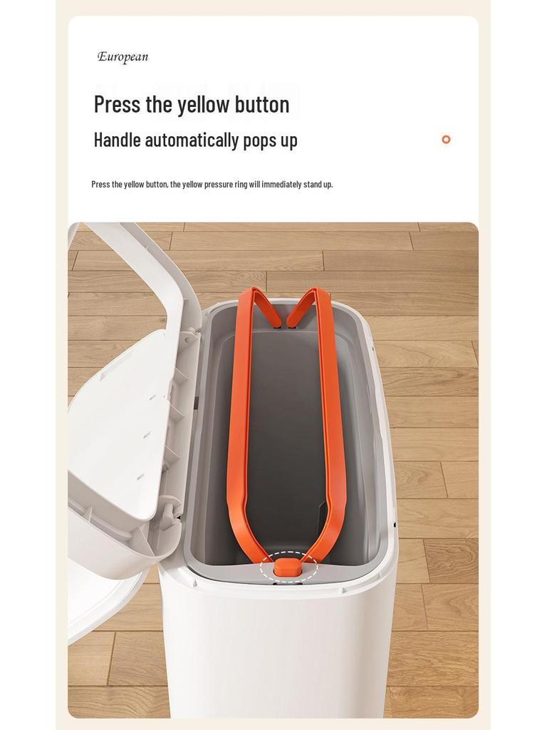 Schub-Mülleimer mit Deckel, Großes Fassungsvermögen für Wohnzimmer/Badezimmer