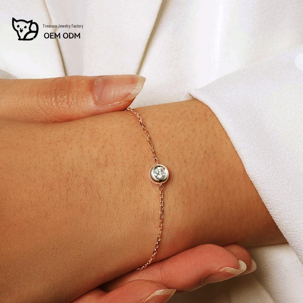 S925 Sterling Silver Moissanite Starry Bubble Bracelet for Women - Adjustable Retro Fashion Design