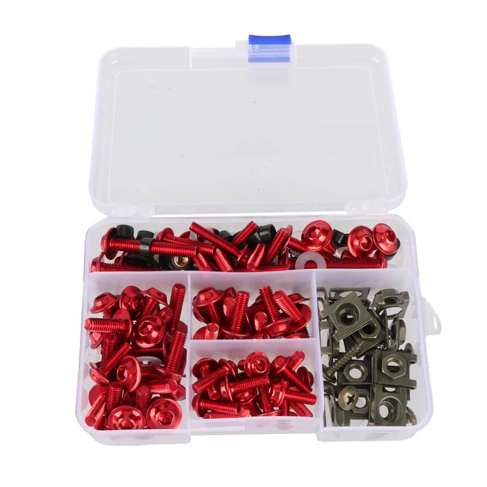 

177 шт./кор. винты алюминиевые винты для ветрового стекла цветные крепежи набор винтов комплект болтов для обтекателя мотоцикла модифицированные детали для мотоцикла красный