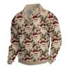 Herre Jul Bomull Genser Langermet Utendørsskjorte Vintage Kordfløyel Knapper Ståkrage Skjorte Casual Genser Juleprint Topp