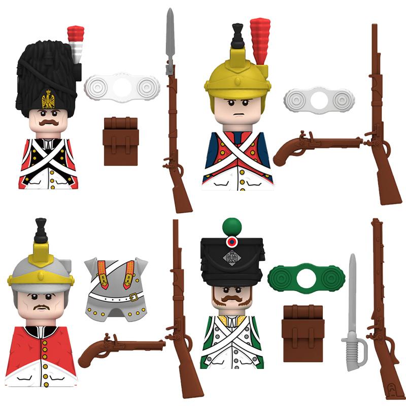 Military Medieval Building Blocks Napoleonic Wars Castle Knight Soldier Figures Weapons Guns British French Army Infantry MOC
