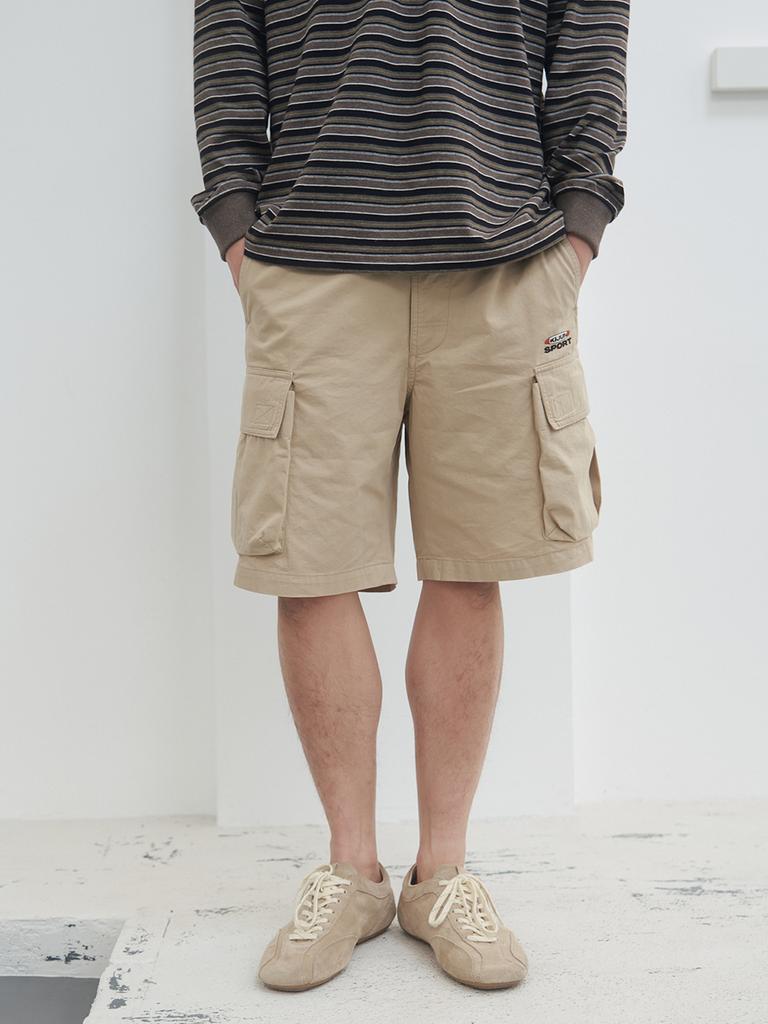 Gijunmaen Logo Cargo Shorts Beige