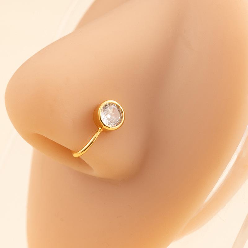 Windfreier Nasenpiercing-Ring, Einfacher Kupfer-Mikro-Eingelegter Zirkon Schmetterling Filigran U-förmiger Nasenclip, Trendiger Cooler Nasenschmuck