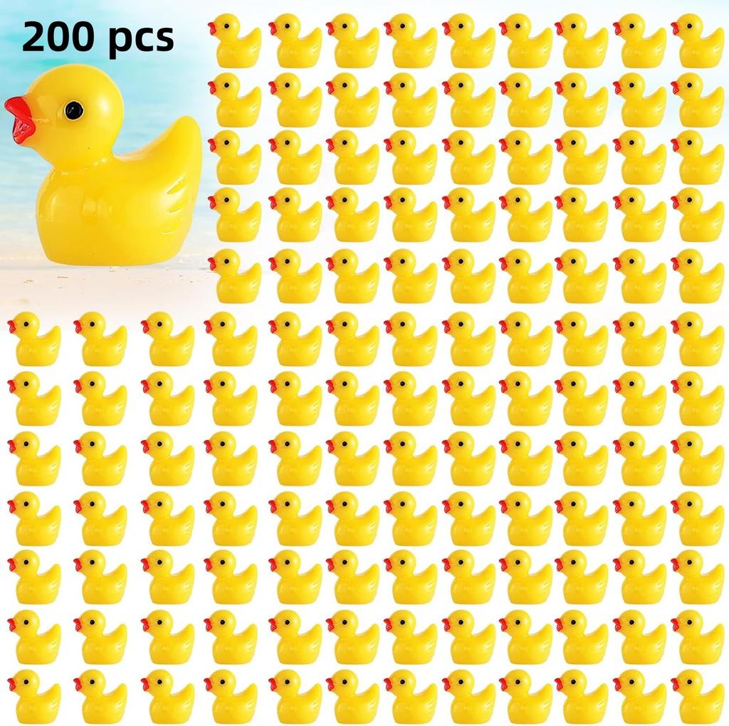 100/200 Pcs Mini Resin Ducks Bulk Tiny Ducks Set for Potted Miniature Decoration Garden Dollhouse Cake Decoration DIY Party Toys
