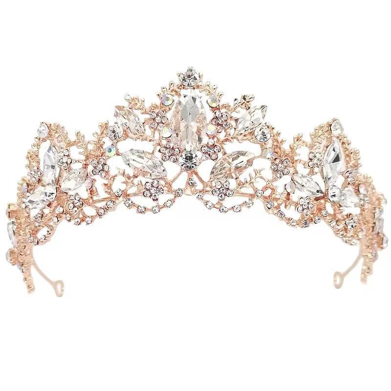 

Золотая Корона Тиара Невесты Со Стразами Ободок Европейский и Американский Свадебный Белые Свадебные Аксессуары Аксессуары для Волос для Свадьбы