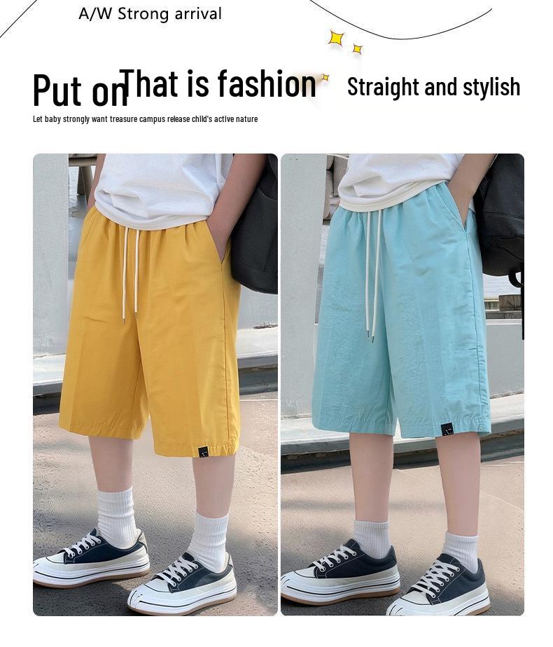 Boys' Summer Casual Korean-Style Shorts - Mid-Length Trendy Capri Pants