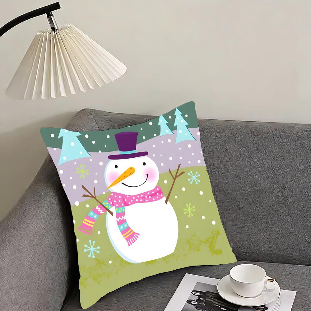 Snowman Cute Cushion Cover Pillowcase Ultra Soft Skin Friendly Fabric Cloud Like Comfort  Concealed Zipper