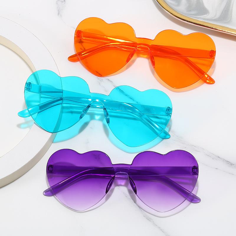 5pcs Jelly Peach Heart Sunglasses Female Street Photo Trendsetter Love Glasses Photo Cute Funny Sunglasses