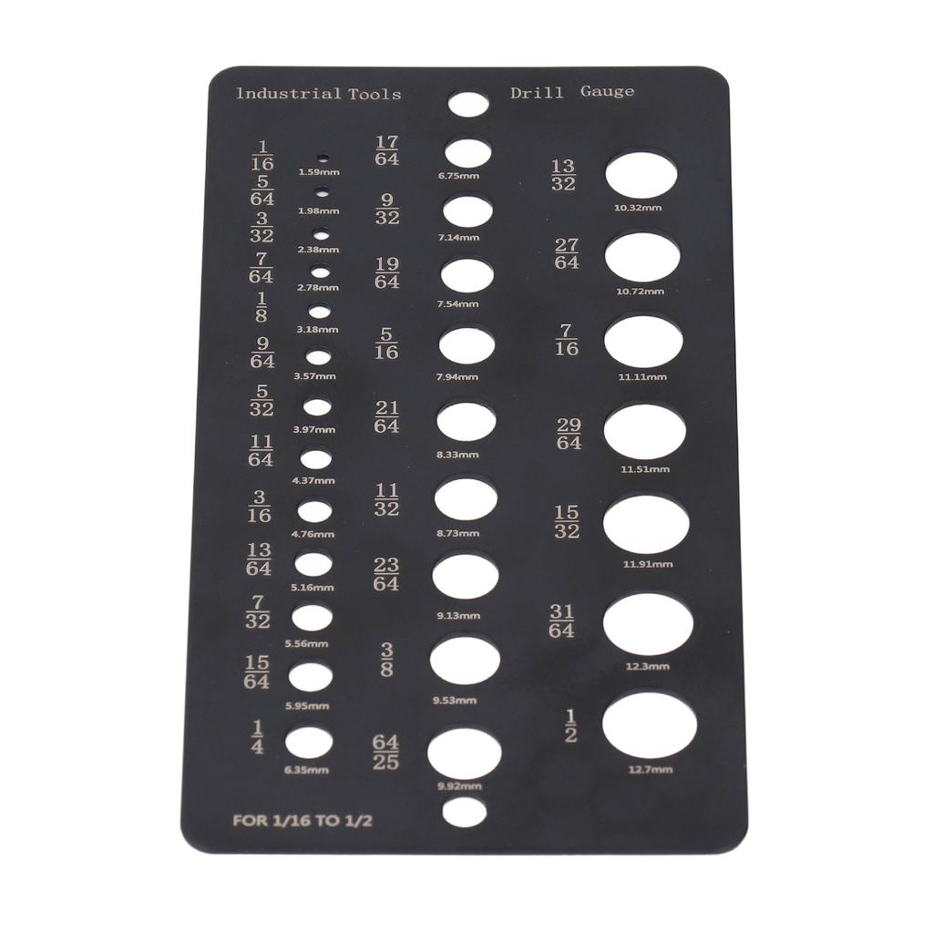 Calibru pentru Burghie cu 29 de Găuri de la 1/16 la 1/2 Inch Decimal Metric Verificator de Mărime pentru Burghie din Oțel Inoxidabil pentru O