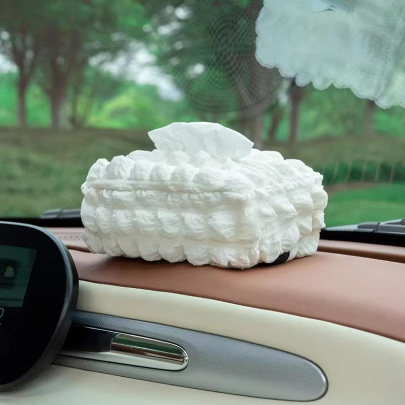 1Pc Car Tissue Box Puff Fabric Tissue Box Car Seat Back Armrest Paper Box Type Tissue Bag Car Interior Decoration Accessories