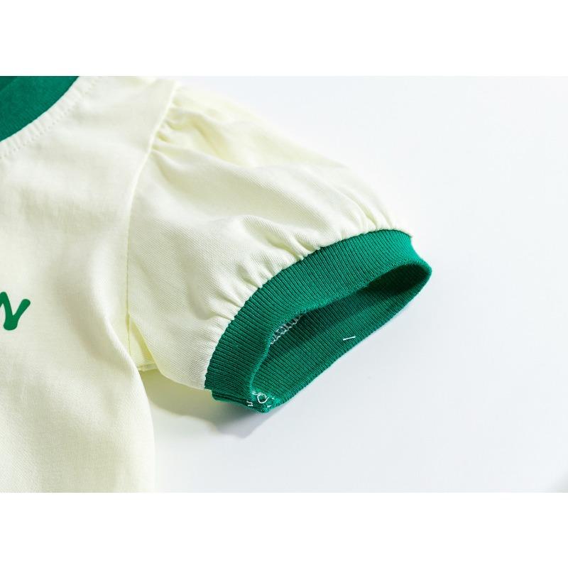 طقم قطن للأطفال بناتي كرتوني تي شيرت طفل طقم كاجوال زهري