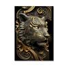 Metal Sculpture Gorilla King Canvas Painting Print Golden Lion Tiger Deer Bull Poster Art Animal Statue Picture Wall Decoration