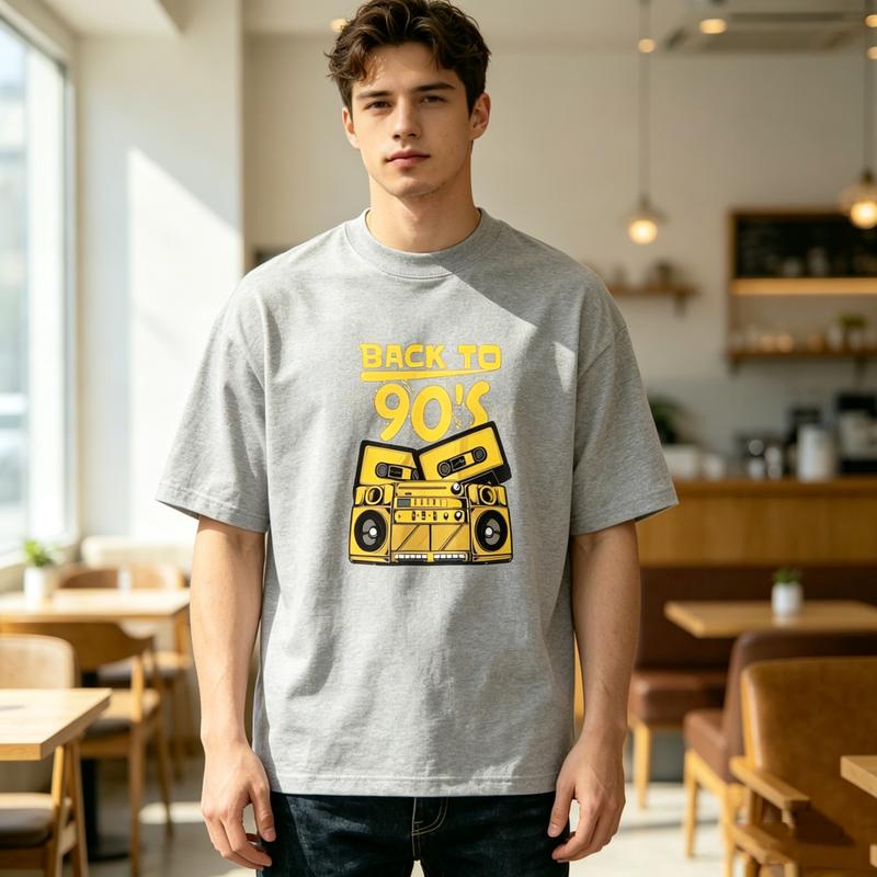 Back To 90s Retro Boombox Cassette Tape Graphic T Shirt Unisex Unisex Cotton Short Sleeve Tee Hip Hop Casual Summer Gift For 90s