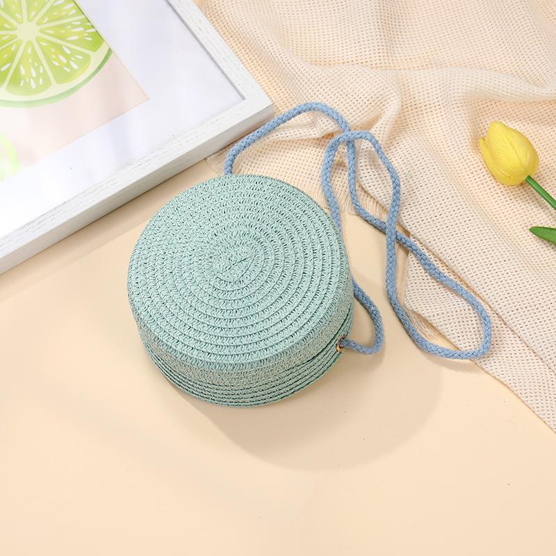Children's bags Girls messenger bags New summer woven straw bags Seaside vacation girls round shoulder bag