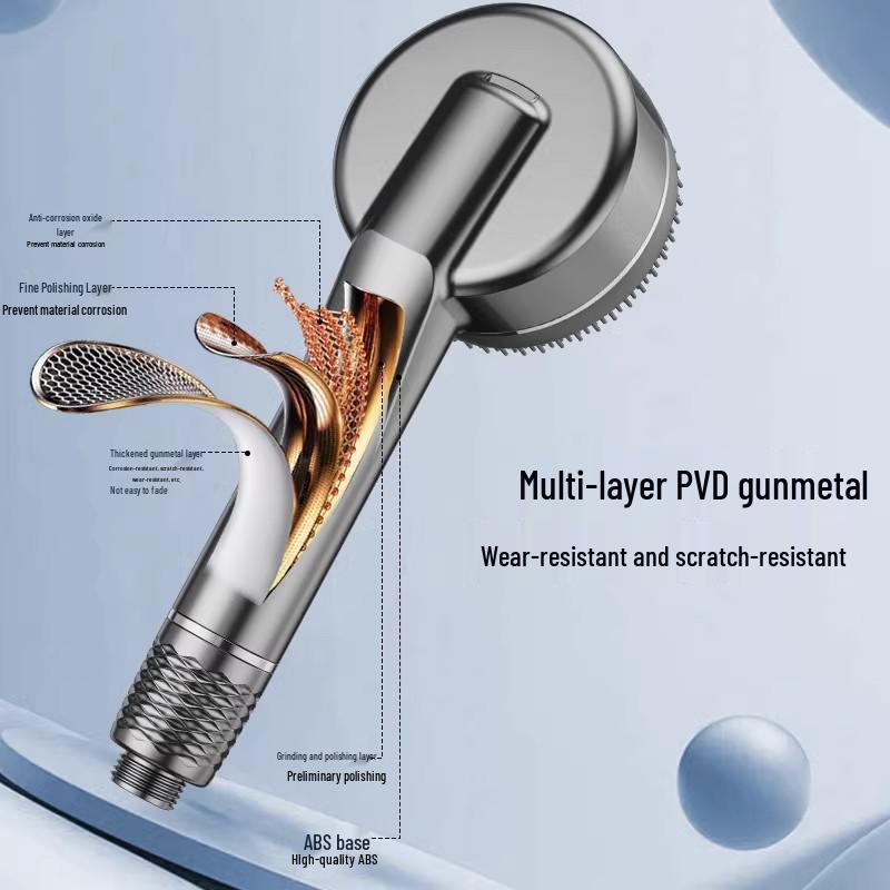 Four-Function Pressurized Lotus Shower Head with Bathing Brush