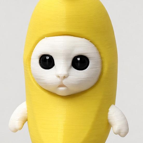 3D Printed Banana Cat Figurine, Banana Cat Collectible Statue, Creative Banana Shape Animal Sculpture Decorations for Home Office Desktop Bookshelf