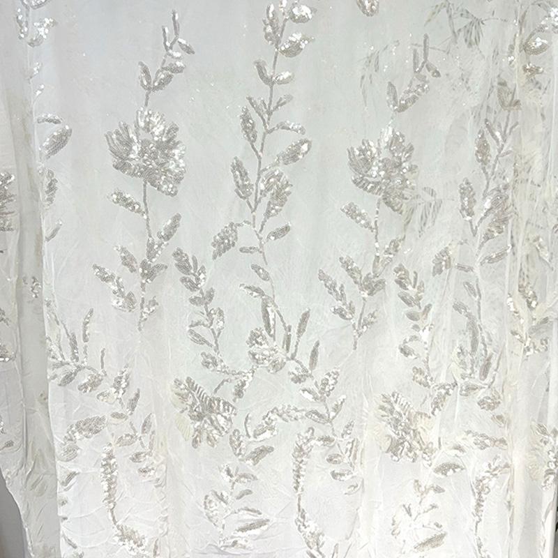 

Lace Sequin Embroidery Net Fabric Soft Breathable for Handmade DIY Sewing Summer Dresses Short Skirts Half-length Skirt Material 1Yard