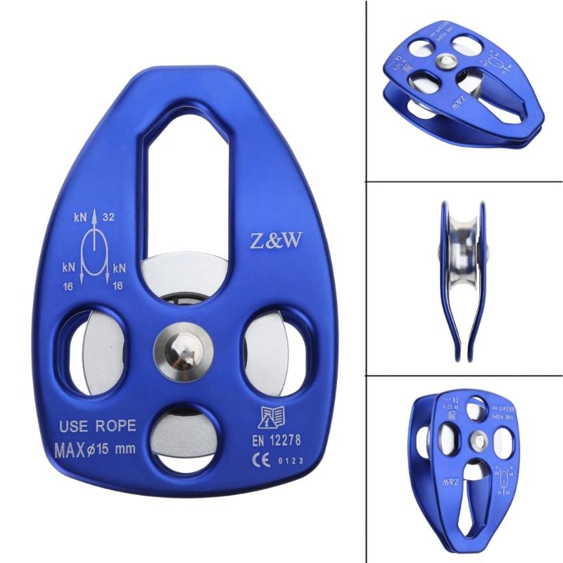 Stainless Flexible Active Pulley Sideplate Single Sheave Pulley 360degree Wwivel for Rock Climbing Hauling Gear 28KN