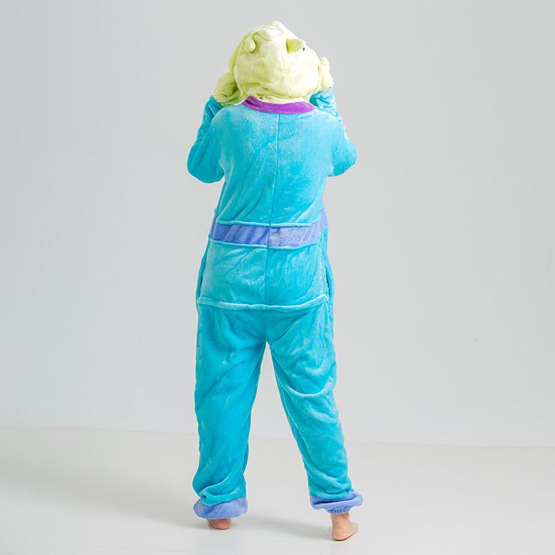 Adult Cartoon Red Dinosaur Flannel Onesie Pajamas for Autumn/Winter