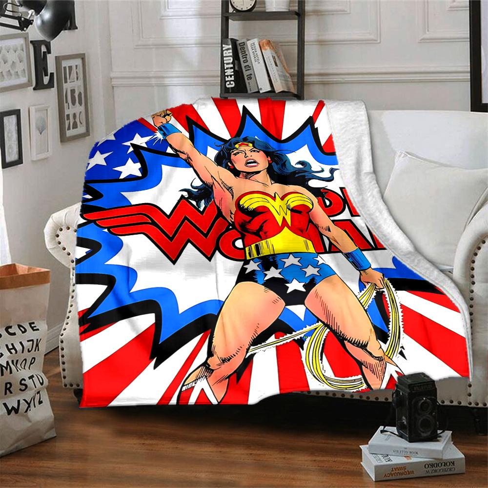 1 ks Wonder Woman, Superhrdinská flanelová deka Měkká, Teplá a Útulná na pohovku, Postel, Kancelář a Cestování Všestranný dárek pro každé roční období, Vánoční dárek
