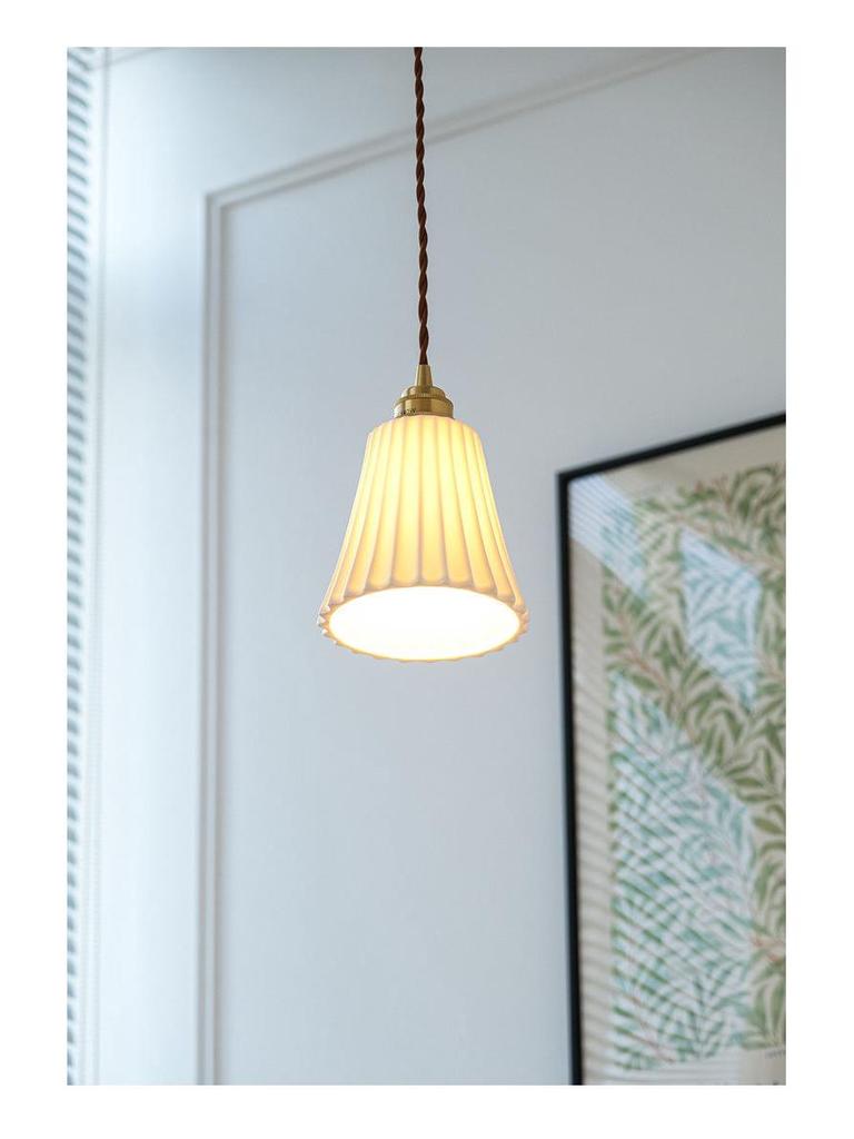 Used Modern Minimalist Ceramic Pendant Light for Entryway, Dining Room, Bar, Balcony, or Bedside - Small Size, French-American Style