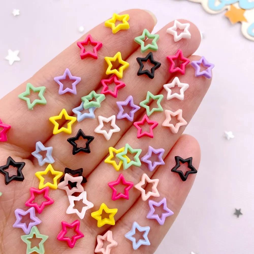 200PCS Mix Colorful Candy Colored Hollow Stars Nail Art Flatback Stone Scrapbook  DIY Wedding Valentine's Day Accessories Crafts