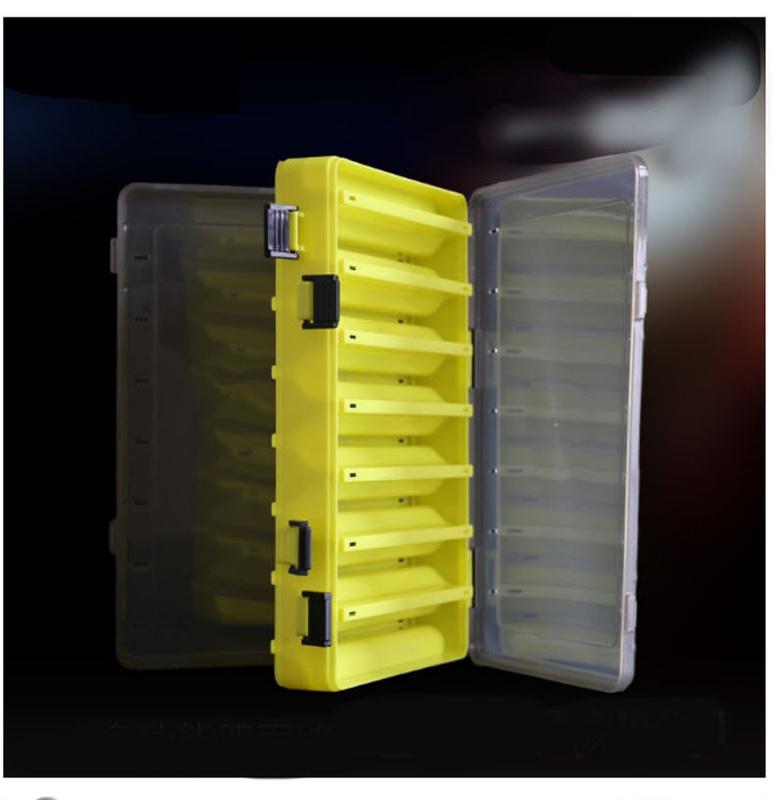 Angelbox mit 14 Fächern, Angelzubehör, Köderhakenboxen, Aufbewahrung, doppelseitig, hochfest, Angelköder-Tackle-Box