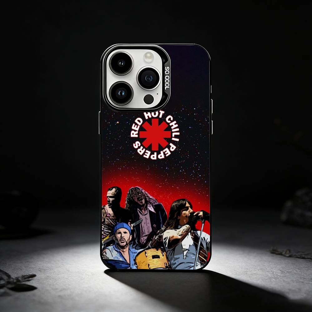 Red Hot C-Chili Peppers Band Phone Case For iPhone 17,16,15,14,13,12,11 Plus,Pro Max,XS,Colored Silver Phone Case