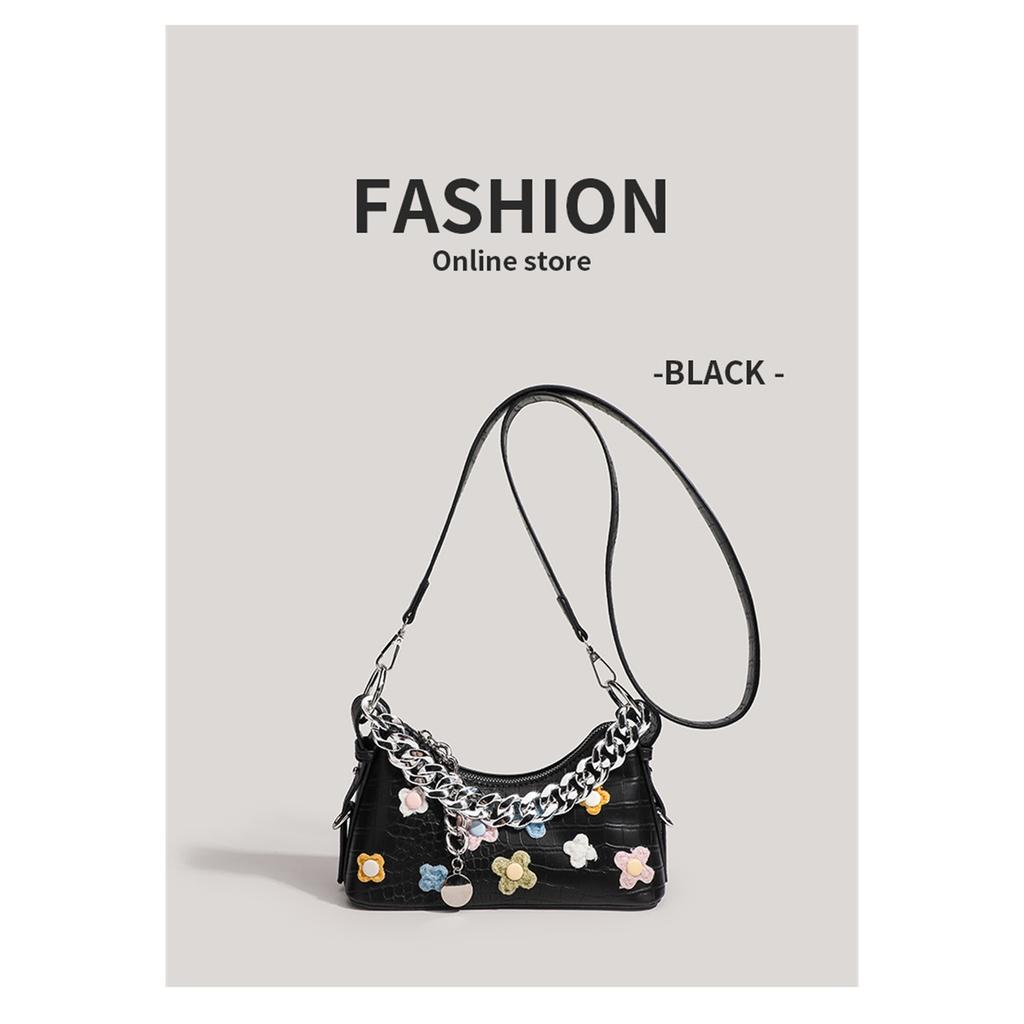 Flower Baguette Bag, High-end Texture, Niche Underarm Messenger Bag For Women