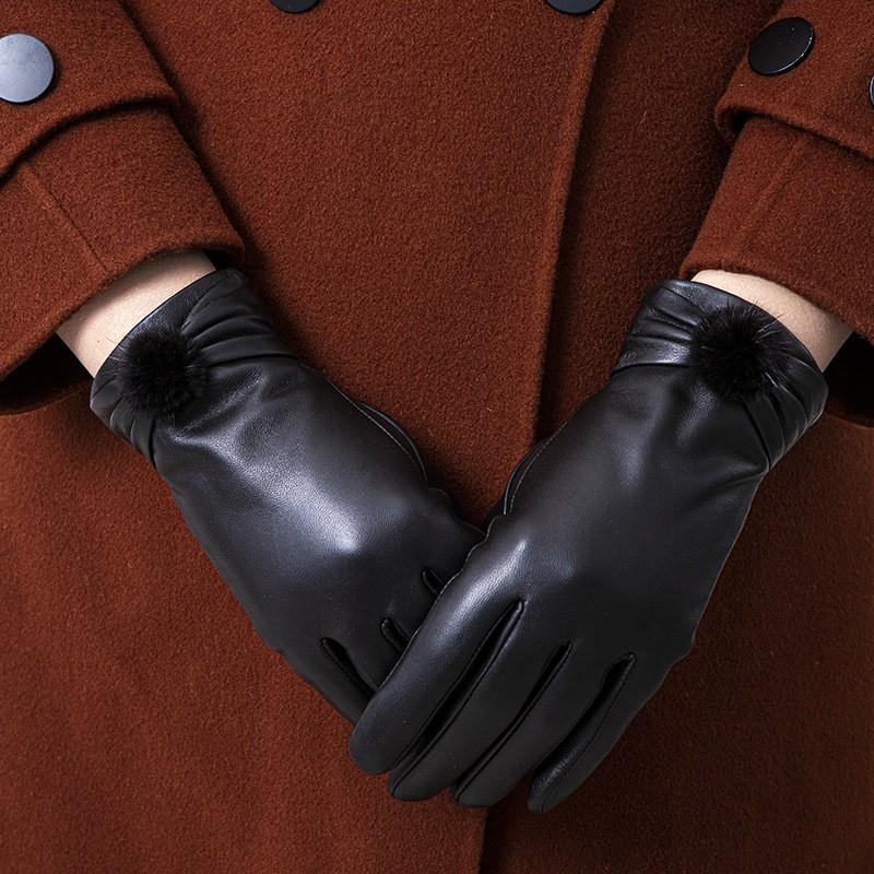 Womens Genuine Leather Winter Gloves Touchscreen Compatible Warm Driving Riding Fashion